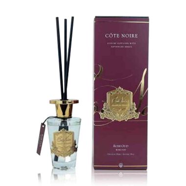 cote noire gold diffuser in dark glass rose oud 500ml